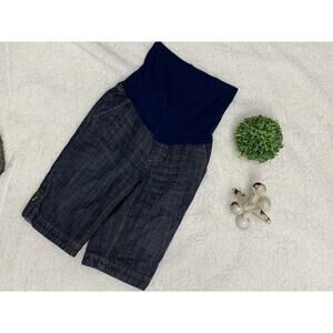 American‎ Star Maternity Bermuda Jean Denim Shorts pockets belly band small